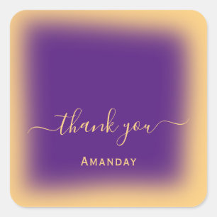Thank Name Brown Yellow Makeup Purple Violet Square Sticker