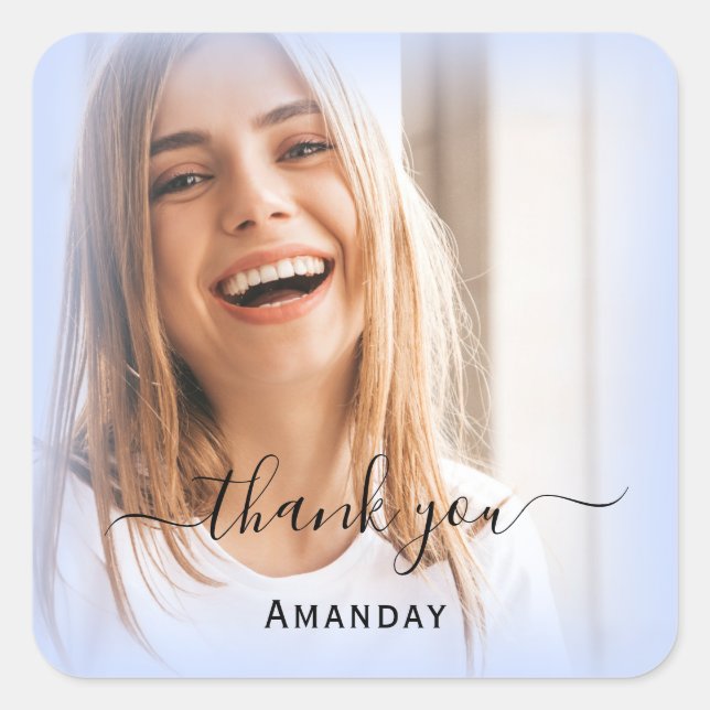 Thank Name Frame Photo  Bridal Sweet16th Square Sticker (Front)