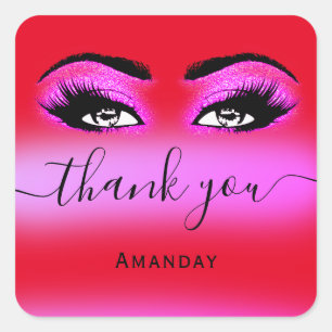 Thank Name Hot Pink Red Boutique Shop Logo Square Sticker