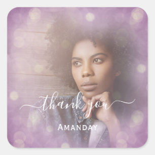 Thank Name Photo Smoky Bridal Sweet16  Square Sticker