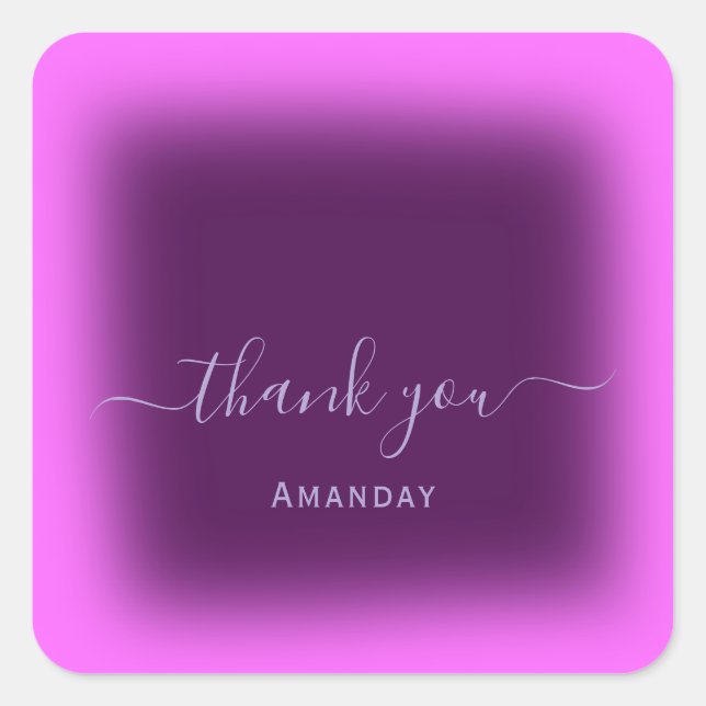 Thank Name Pink Berry Favour Frame Holographic Square Sticker (Front)