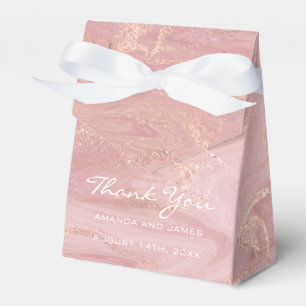 Thank Name Rose Gold Blush Pink Marble Favour Gift Box