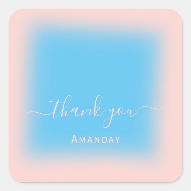 Thank Name Rose Ocean Pastel Bridal Sweet16 Square Sticker (Front)