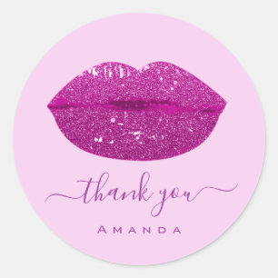 Thank Name Sweet16th. Berry Bride Pink Kiss Lips Classic Round Sticker