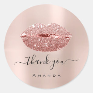 Thank Name Sweet16th  Pink Rose Bridal Shower Classic Round Sticker