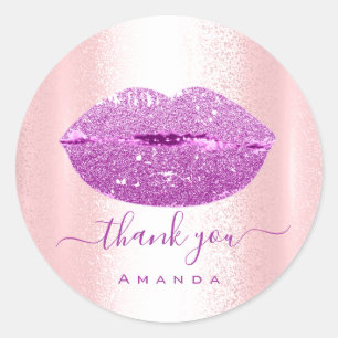 Thank Name Sweet16th Shop Glitter VIP Kiss Lips Classic Round Sticker