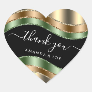 Thank Name Sweet 16th Bridal Gold Mint Green Sage Heart Sticker