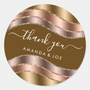 Thank Name Sweet 16th Bridal Rose Gold  Mustard Classic Round Sticker
