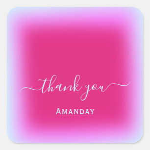 Thank Name unicorn Pink Makeup Bridal Sweet16th Square Sticker
