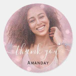 Thank Photo  Photo Bridal Sweet16 Graduate Rose Classic Round Sticker
