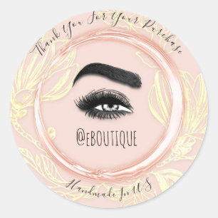 Thank Purchase Rose Foral Eyelash QR Code Logo Classic Round Sticker