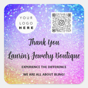 Thank Qr Code Online Shop Instagrams Logo Glitter Square Sticker