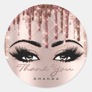 Thank Scrip Name 16th Bridal Rose Eyelash 3D drips Classic Round Sticker