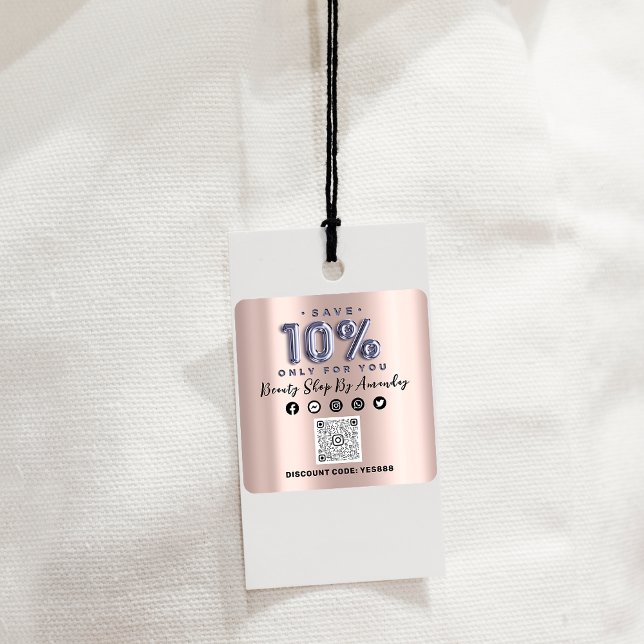 Thank Shopping 10%Off QR CODE Rose Lilac Square Sticker (Creator Uploaded)