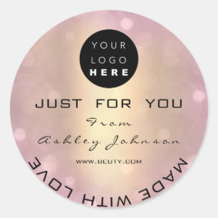 Thank Shopping Logo Made With Love Gold Rose Classic Round Sticker