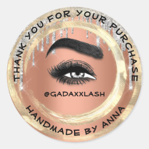 Thank Shopping Makeup Artist Lash Rose Gold  Classic Round Sticker
