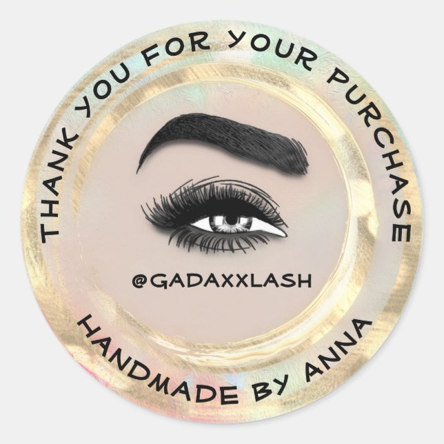 Thank Shopping Makeup Artist Lash Studio Rose Logo Classic Round Sticker (Front)