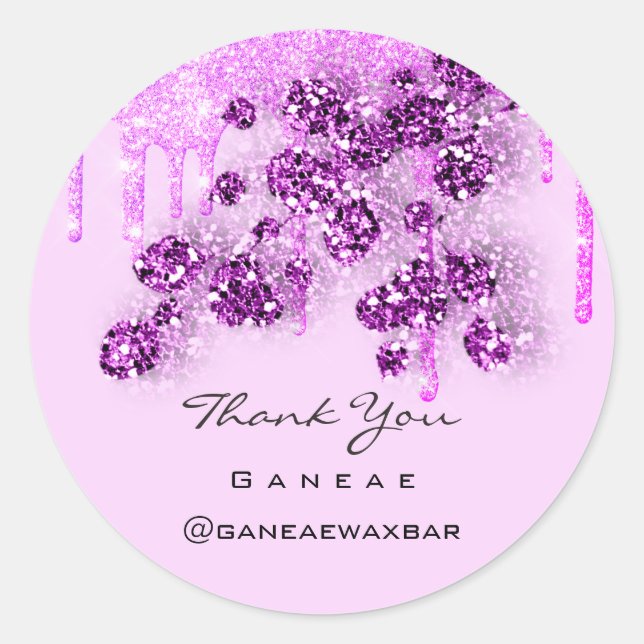 Thank Shopping Sweet 16thPink Glitter Drips Floral Classic Round Sticker (Front)