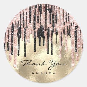 Thank Sweet 16th Bridal Shower Rose Gold Drips Classic Round Sticker