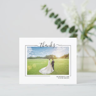 Thank Typography Photo Personalised Wedding Card