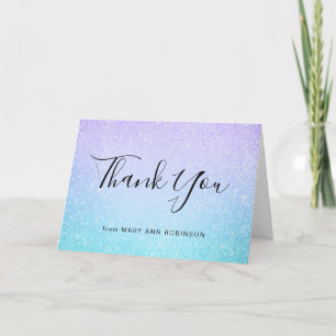 THANK U Purple Turquoise Bat Mitzvah Paint  Thank You Card