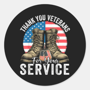 Thank Veterans for Service Veterans Day Men Women Classic Round Sticker