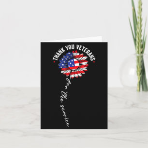 Thank Veterans Sunflower USA Flag Military Card
