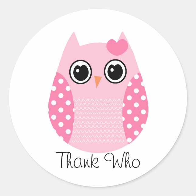 Thank Who Whimsical Owls Classic Round Sticker (Front)