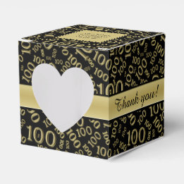 "Thank you": 100th Birthday Party Gold/Black Theme Favour Box