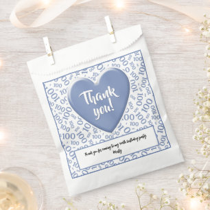 Thank You 100th Random Number Pattern Blue/White Favour Bags