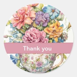 Thank you 12 Cup of flowers Hershey's Miniatures Classic Round Sticker