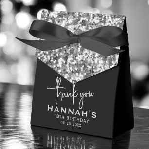 Thank You 18th Birthday Silver Glitter Monogram  Favour Box