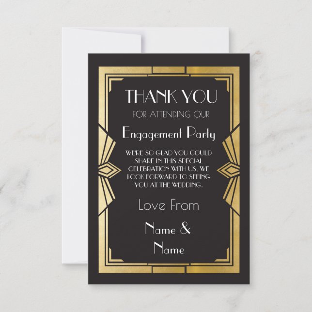 Thank You 1920s Engagement Wedding Party Cards (Front)