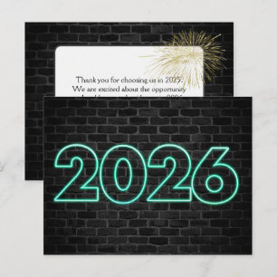Thank you 2025 New Year Neon Sign Postcard