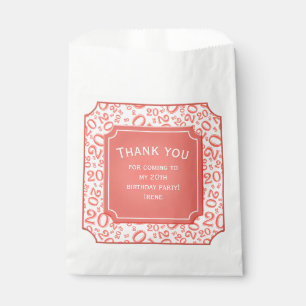 Thank you: 20th Random Number Pattern Coral 20 Favour Bags