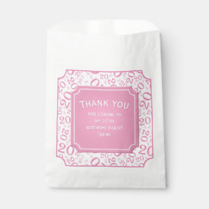 Thank you: 20th Random Number Pattern Pink 20 Favour Bags