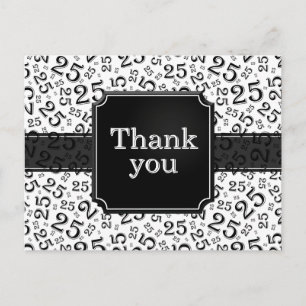 Thank You 25 Number Pattern Black/White Postcard