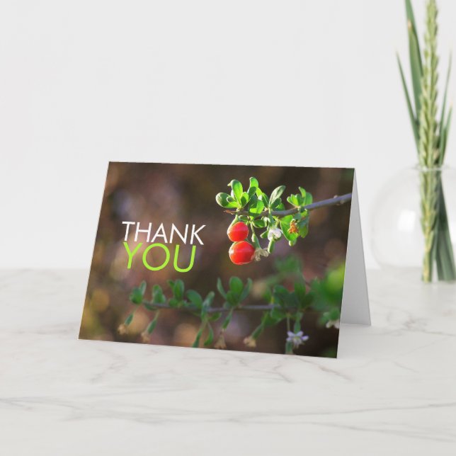 Thank You 2 Red Berries Card (Front)