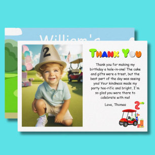 Thank You 2nd Birthday Red Golf Cart Boy's Card