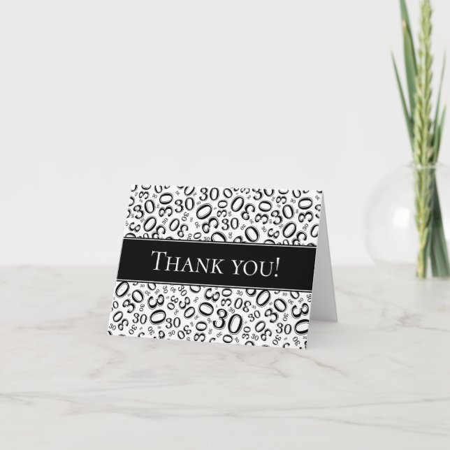 Thank You 30th Random Number Pattern Black/White Card (Front)