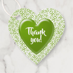 Thank You 30th Random Number Pattern Green 30 Favour Tags