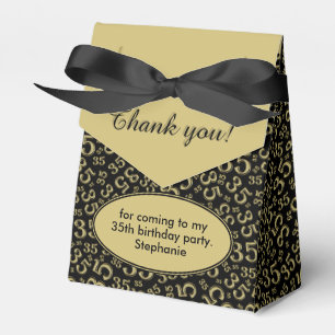 Thank You 35th Birthday Gold/Black Number Pattern Favour Box