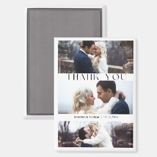 thank you 3 photos collage modern wedding magnet