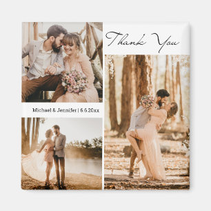 thank you 3 photos collage wedding stylish magnet