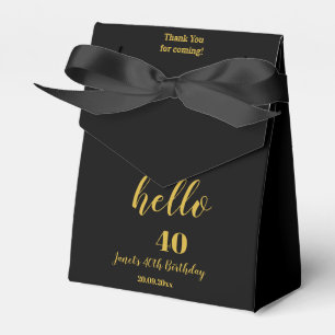 Thank You 40th Birthday Elegant Black and Gold  Favour Box