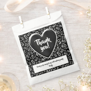 Thank You 40th Random Number Pattern Black/White Favour Bags