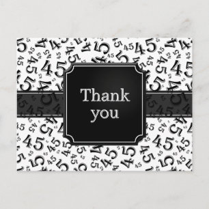 Thank You 45 Number Pattern Black/White Postcard