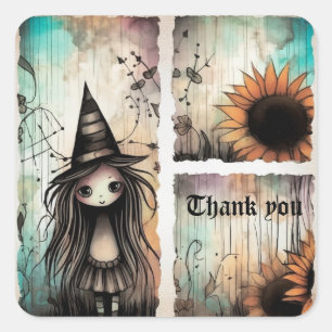 Thank you 4 whimsical square sticker