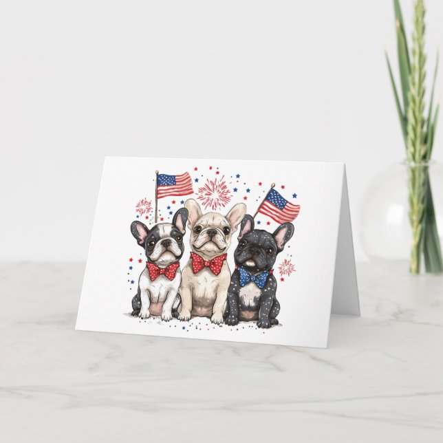 Thank You 4th Of July French Bulldogs Card (Front)