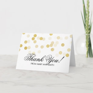 "Thank you" 50th Birthday Gold Foil Glitter Lights Thank You Card